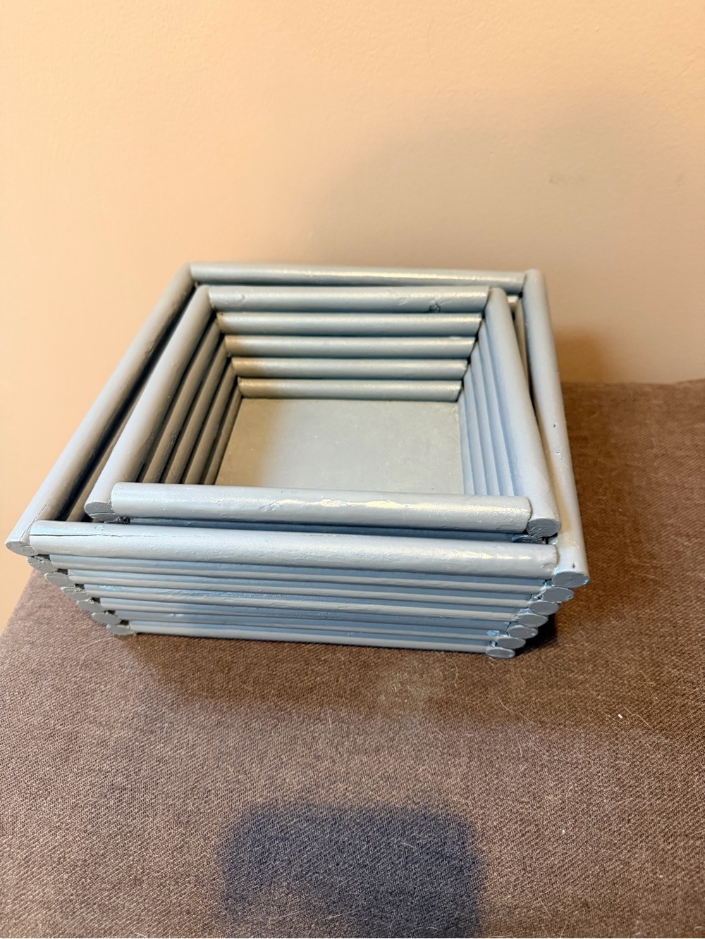 Handcrafted Gray Wooden Nesting Baskets - Home Accents